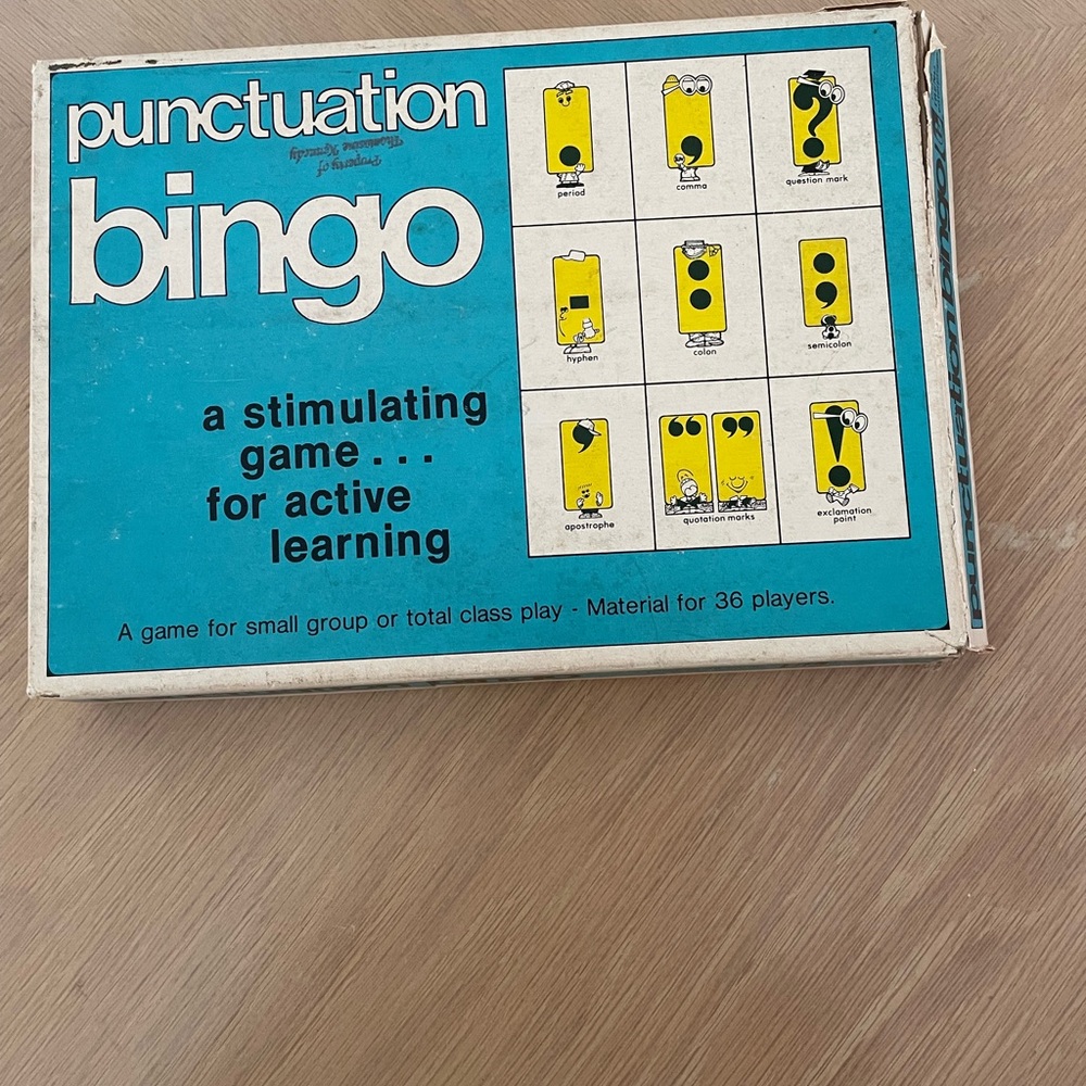 Vintage Punctuation Bingo English Classroom Homeschool Grammar Learning Game
